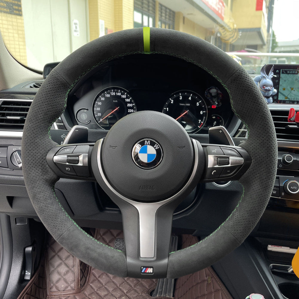 Funda de volante Mewant® Alcantara para BMW (M Sport) Serie 2 F22 F23/Serie 3 F30 F34/Serie 4 F32 F33 F36/Serie 5 F10 F07/Serie 6 F12 F13 F06/X2 F39/X3 F25/X4 F26/X5 F15/X6 F16