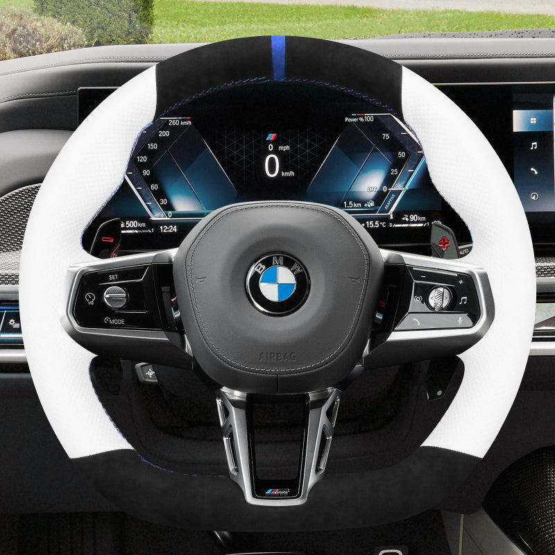 Mewant® Alcantara Auto-Lenkradbezug für BMW (M Sport) 5er G60 2024 7er G70 2023-2024 i5 G60 2024 i7 G70 2023-2024