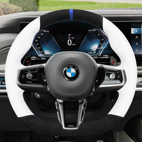 Mewant® Alcantara Auto-Lenkradbezug für BMW (M Sport) 5er G60 2024 7er G70 2023-2024 i5 G60 2024 i7 G70 2023-2024