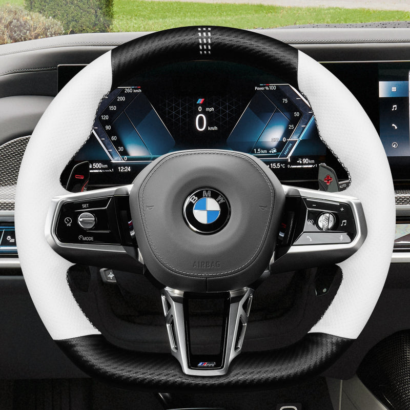 Mewant® Alcantara Auto-Lenkradbezug für BMW (M Sport) 5er G60 2024 7er G70 2023-2024 i5 G60 2024 i7 G70 2023-2024