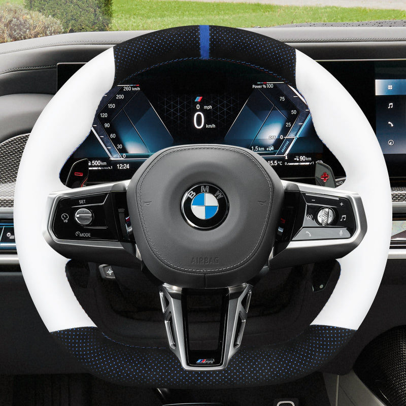 Mewant® Alcantara Auto-Lenkradbezug für BMW (M Sport) 5er G60 2024 7er G70 2023-2024 i5 G60 2024 i7 G70 2023-2024