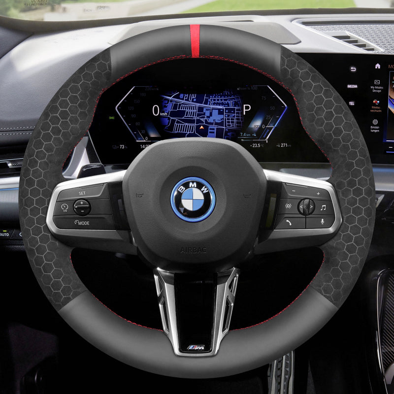Mewant Alcantara Car Steering Wheel Cover for BMW X1 U11 2023-2024 X2 U10 2024 2 Series U06 X1 U11 iX1 U11 X2 U10 iX2 U10 2022-2024