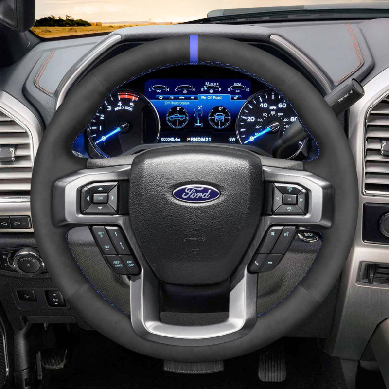 Mewant® Alcantara Auto-Lenkradbezug für Ford F-150 F150 F-250 F250 F-350 F350 F450 F450 Expedition