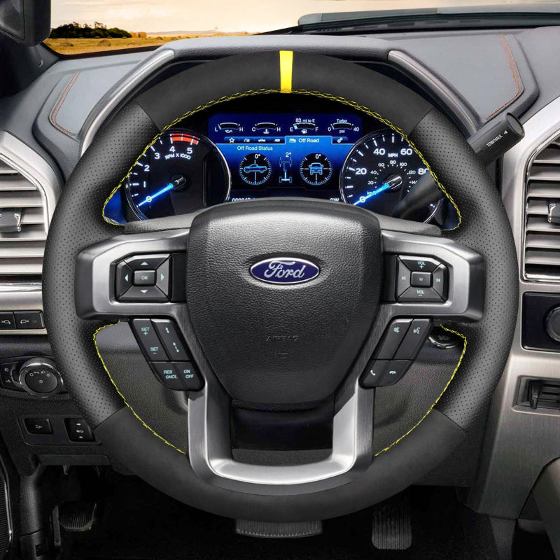 Mewant® Alcantara Auto-Lenkradbezug für Ford F-150 F150 F-250 F250 F-350 F350 F450 F450 Expedition