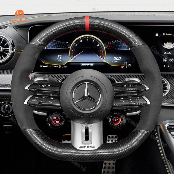 Mewant® Alcantara Car Steering Wheel Cover for Mercedes-Benz AMG GT C190/R190 E53 / E63S W213 EQE V295 SL55 SL63 R232