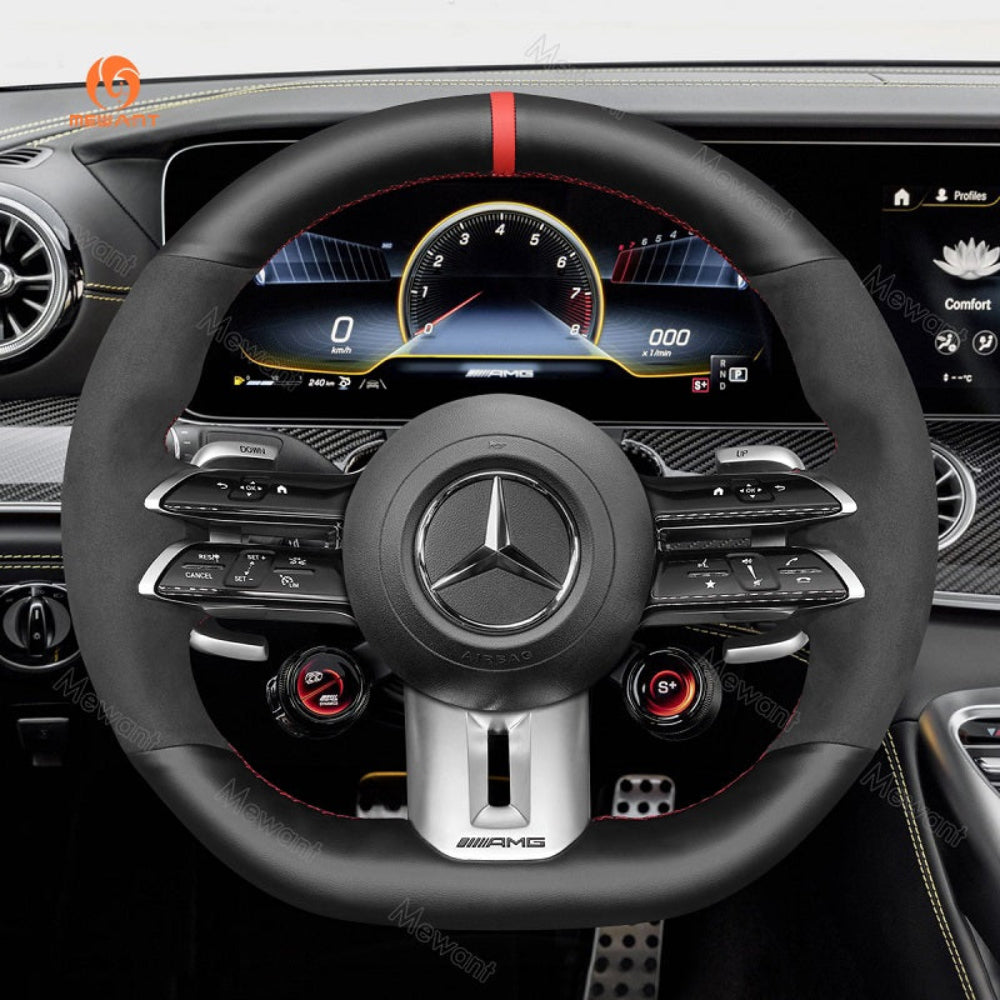 Mewant® Alcantara Car Steering Wheel Cover for Mercedes-Benz AMG GT C190/R190 E53 / E63S W213 EQE V295 SL55 SL63 R232