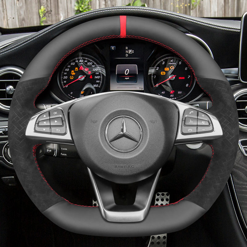 Mewant Alcantara Car Steering Wheel Cover for Mercedes Benz W205 AMG C43 C117 GLA45 X156 C218 W213 X253 C253 W166