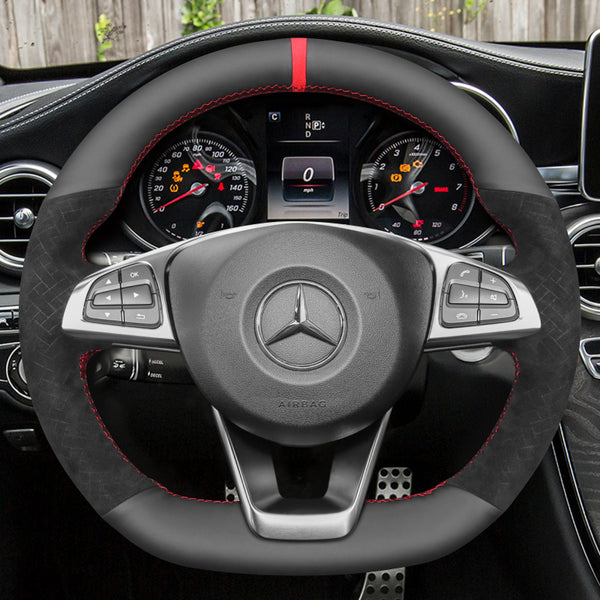 Mewant Alcantara Car Steering Wheel Cover for Mercedes Benz W205 AMG C43 C117 GLA45 X156 C218 W213 X253 C253 W166