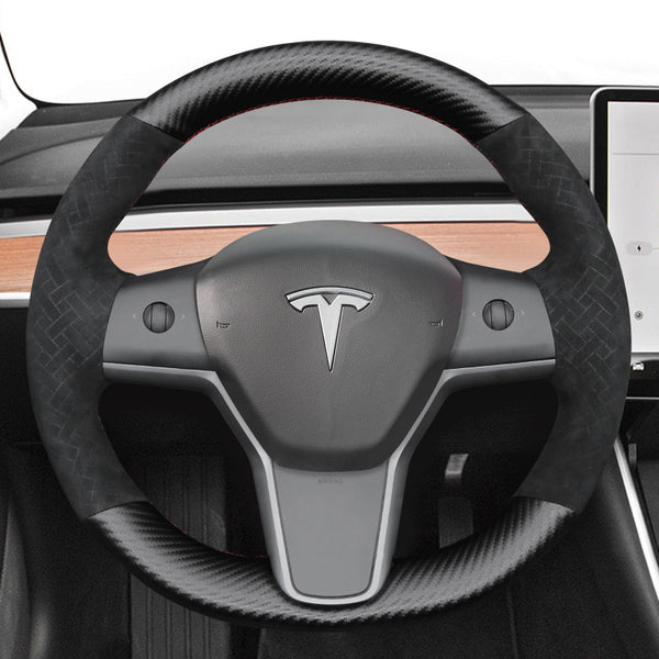 Mewant® Alcantara Car Steering Wheel Cover for Tesla Model 3 2017-2023 / Model Y 2020-2023