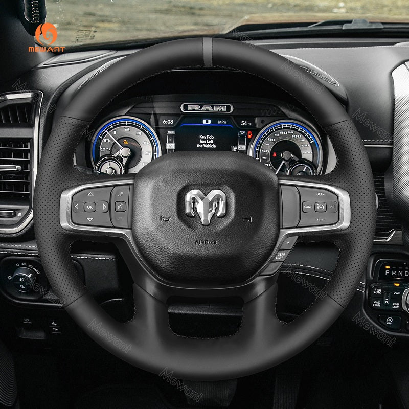 Mewant Mesh Alcantara Car Steering Wheel Cover for for Dodge RAM 1500 2018-2023