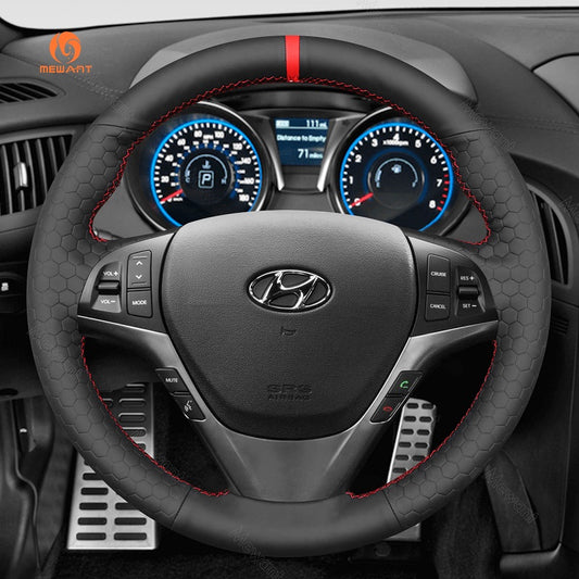 Mewant Hand Stitch Car Steering Wheel Cover for Hyundai Genesis Coupe 2010-2016