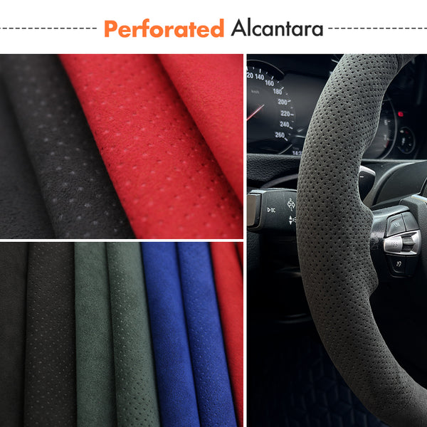 Mewant® Alcantara Car Steering Wheel Cover for Ford Focus ST 2015-2018 Focus RS 2016-2018 Ecosport ST-Line 2017-2023 Kuga ST-Line 2019