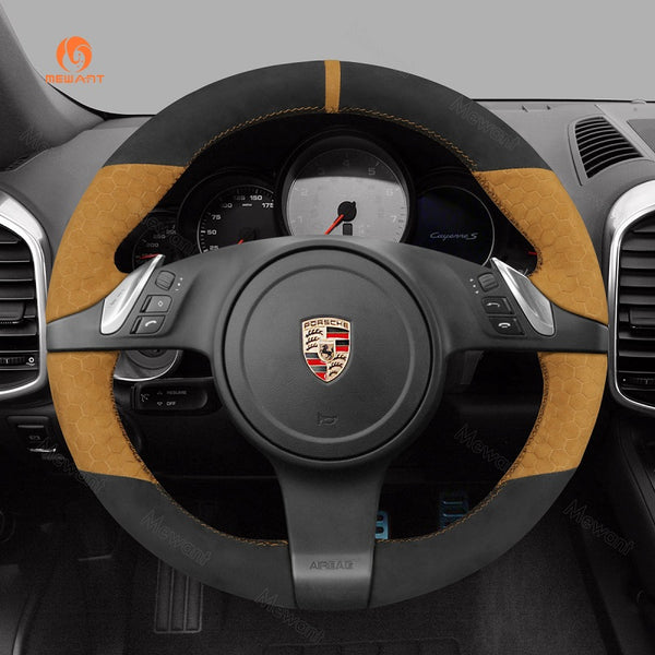 Mewant® Alcantara Car Steering Wheel Cover for Porsche 911 (991) Boxster (981) Cayman (981) Cayenne Panamera