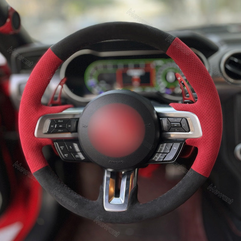 Mewant® Alcantara Car Steering Wheel Cover for Ford Mustang 2015-2023