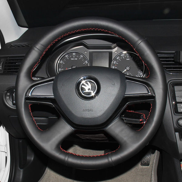 Hand Stitch Car Steering Wheel Cover Skoda Citigo Fabia Superb Roomster Rapid Octavia from Mewant