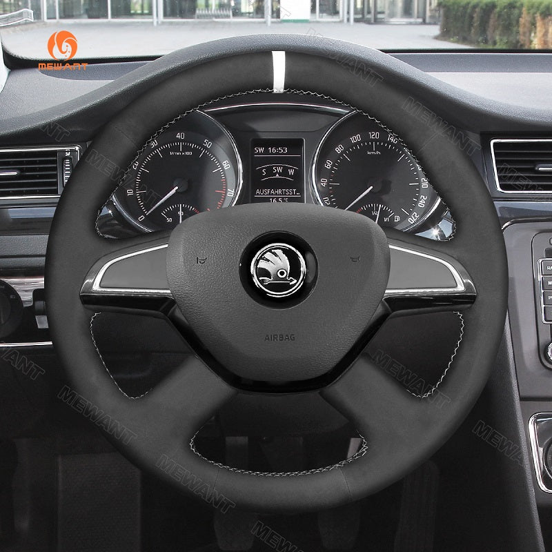Hand Stitch Car Steering Wheel Cover Skoda Citigo Fabia Superb Roomster Rapid Octavia from Mewant