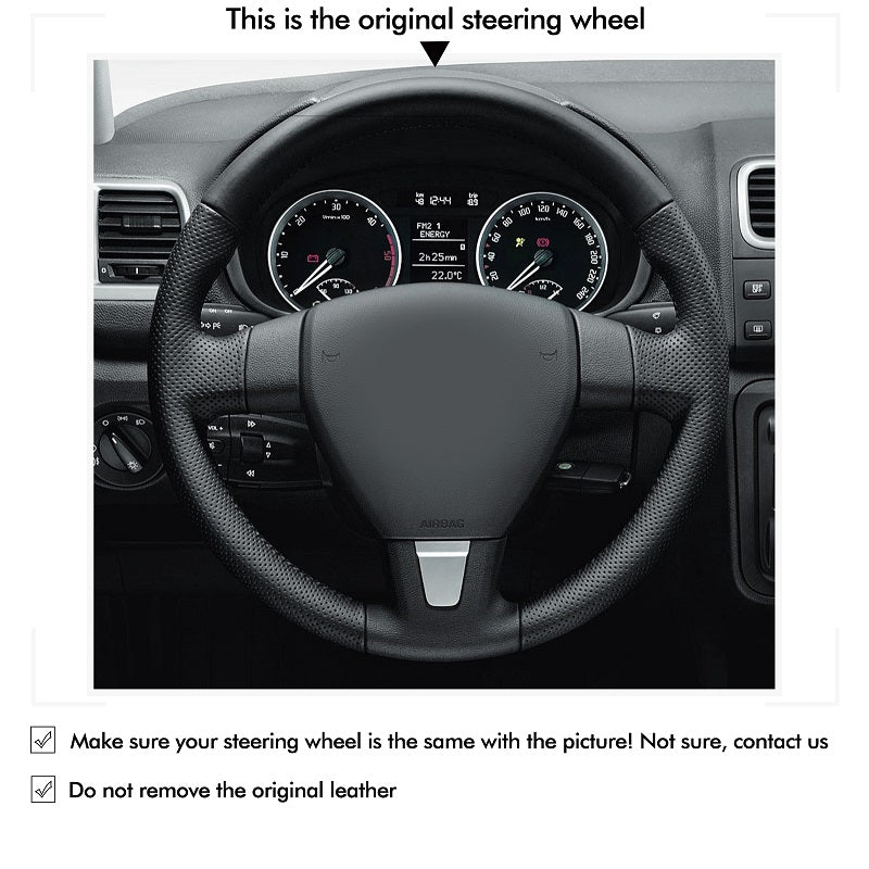 Hand Stitch Car Steering Wheel Cover for Skoda Octavia Fabia II from Mewant