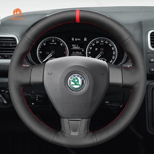 Hand Stitch Car Steering Wheel Cover for Skoda Octavia Fabia II from Mewant