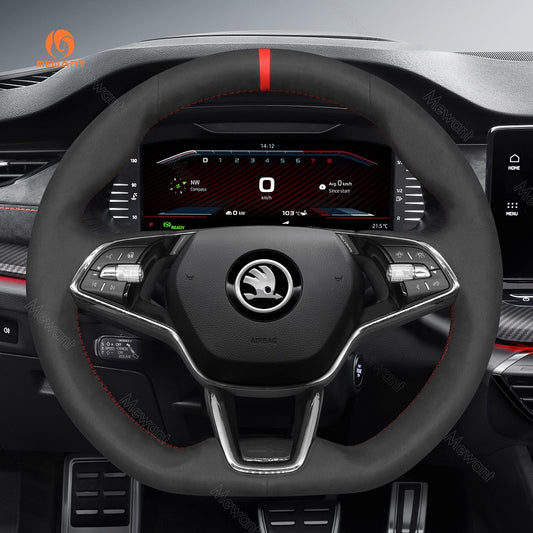 Hand Stitch Car Steering Wheel Cover for Skoda Octavia VRS RS Fabia from Mewant