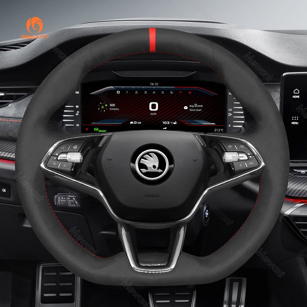 Hand Stitch Car Steering Wheel Cover for Skoda Octavia VRS RS Fabia from Mewant