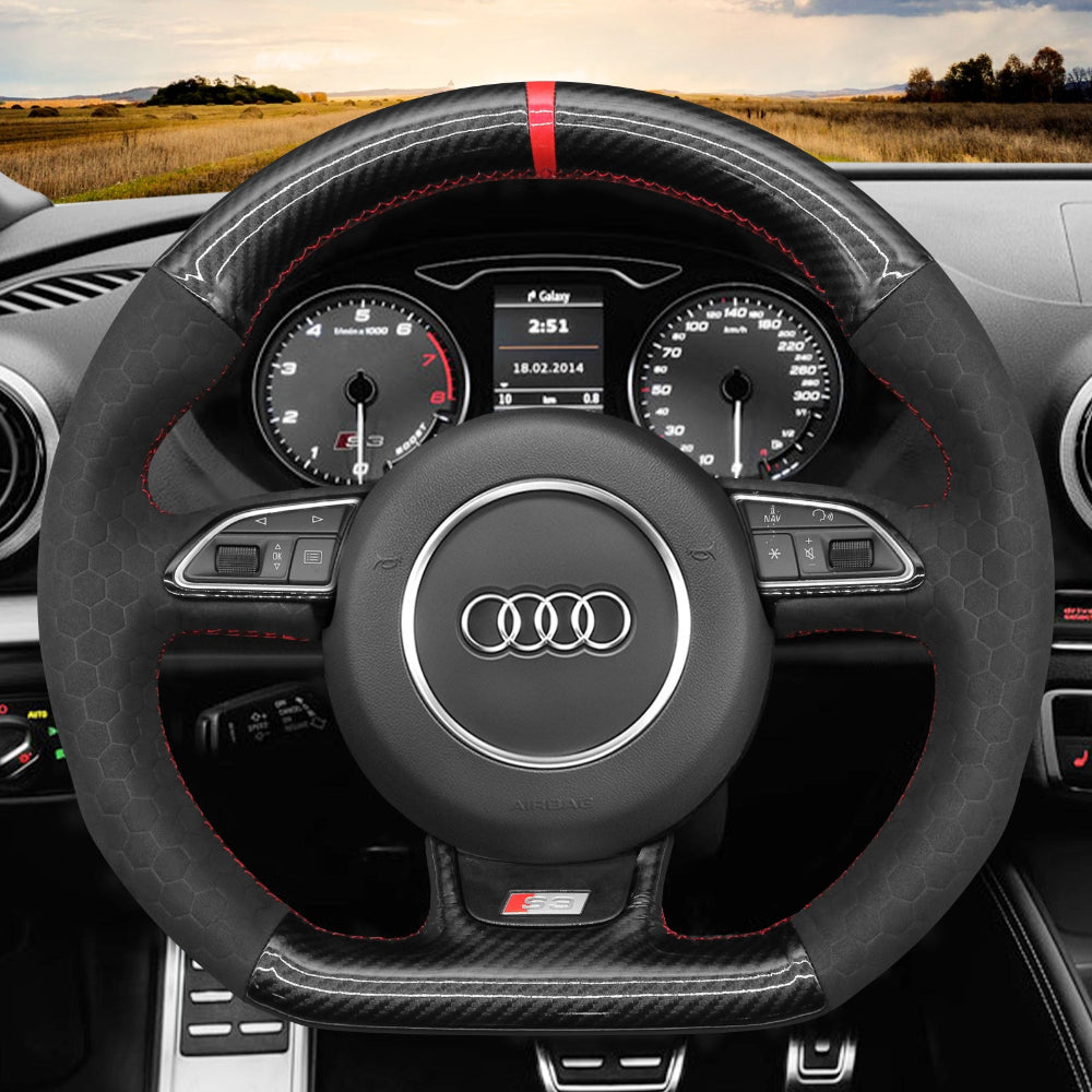 Mewant® Alcantara Autolenkradbezug für Audi A5 A7 RS 5 RS 7 S3 S4 S5 S6 S7 SQ5 2013-2018