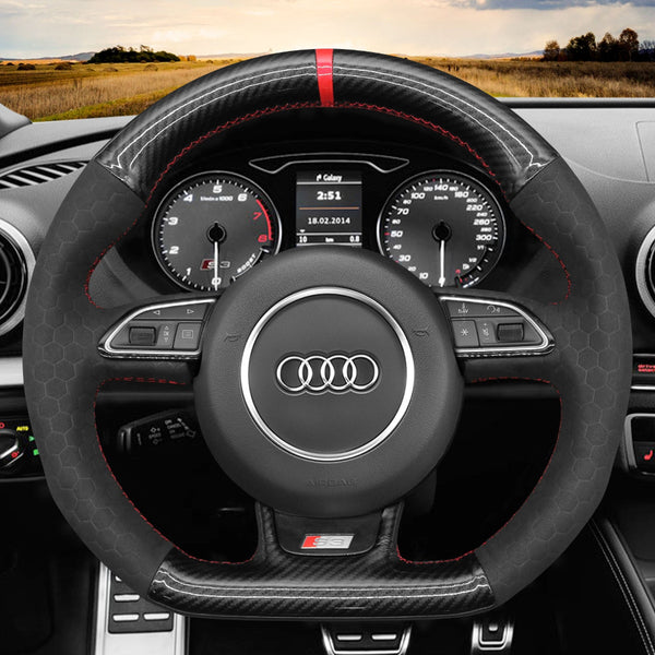Mewant® Alcantara Autolenkradbezug für Audi A5 A7 RS 5 RS 7 S3 S4 S5 S6 S7 SQ5 2013-2018