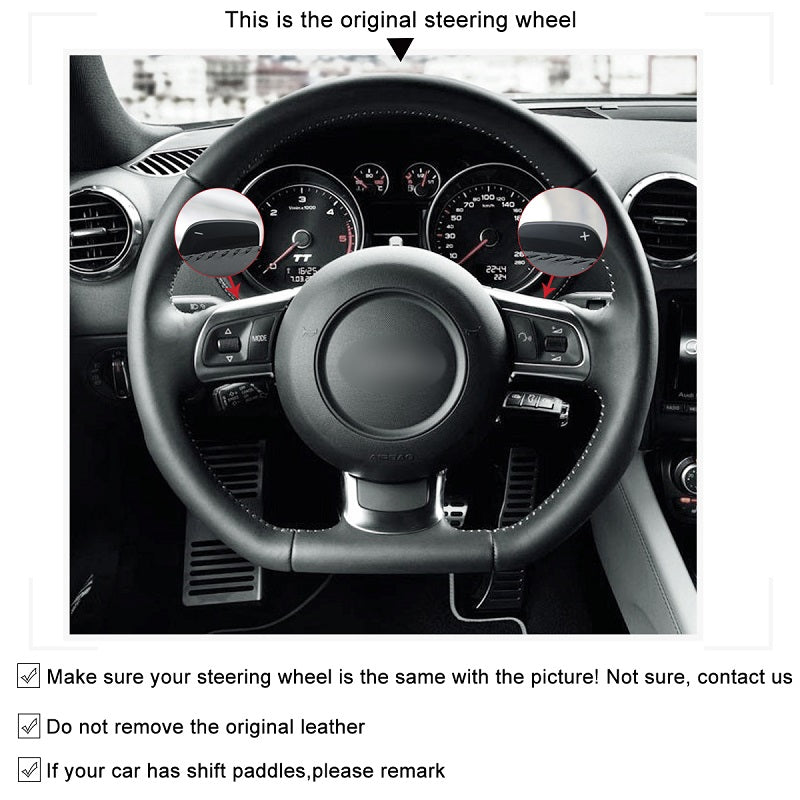 Mewant® Alcantara Car Steering Wheel Cover for Audi R8 2008-2010 (US) TT 2008-2015 (US)
