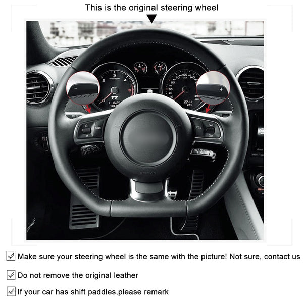 Mewant® Alcantara Car Steering Wheel Cover for Audi R8 2008-2010 (US) TT 2008-2015 (US)