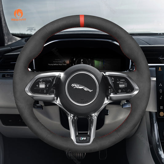 Mewant® Alcantara Car Steering Wheel Cover for Jaguar E-Pace (X540) / F-Pace (X761)  / I-Pace  / XE (X760) / XF (X260)