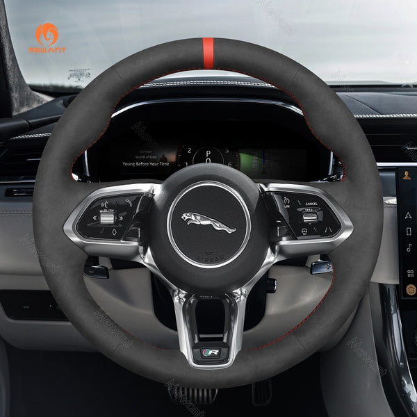 Mewant® Alcantara Car Steering Wheel Cover for Jaguar E-Pace (X540) / F-Pace (X761)  / I-Pace  / XE (X760) / XF (X260)