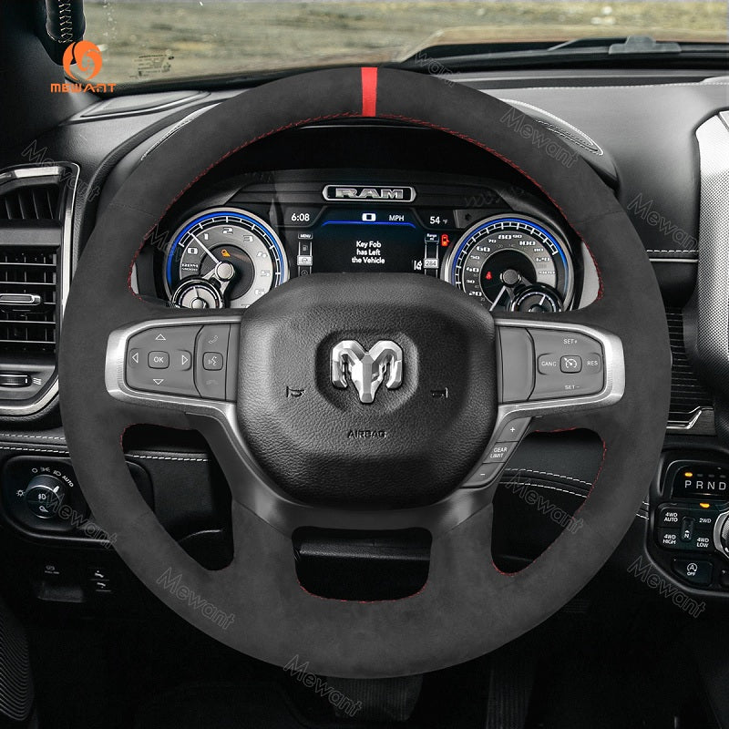 Mewant Mesh Alcantara Car Steering Wheel Cover for for Dodge RAM 1500 2018-2023