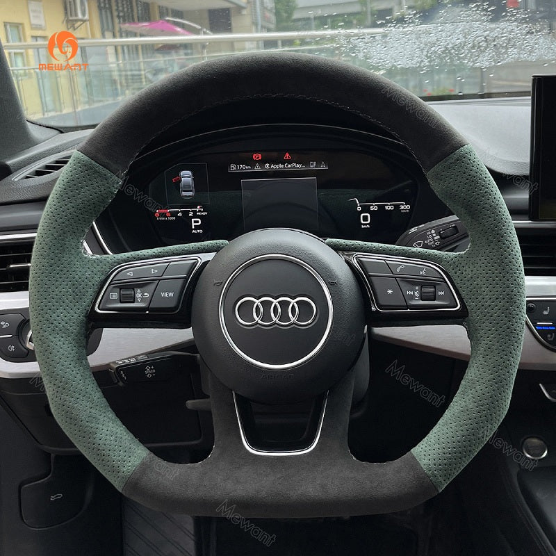 Mewant® Alcantara Car Steering Wheel Cover for Audi A1 A3 A4 A5 S3 S4 S5 Q2 RS3 RS4 RS5 Q2 SQ2