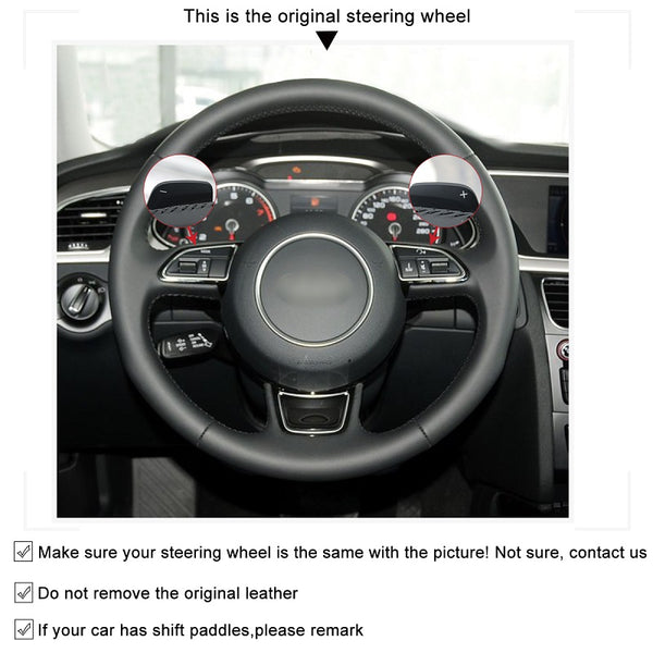 Mewant® Alcantara Car Steering Wheel Cover for Audi A3 2015-2016 (US)