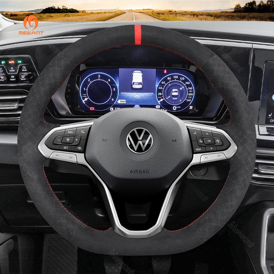Mewant® Alcantara Car Steering Wheel Cover for Volkswagen VW Golf 8 ID.3 ID.4 Arteon Caddy Passat B8 Alltrack Variant T-Cross Tiguan Touareg  T6 California Caravelle Kombi Multivan Transporte