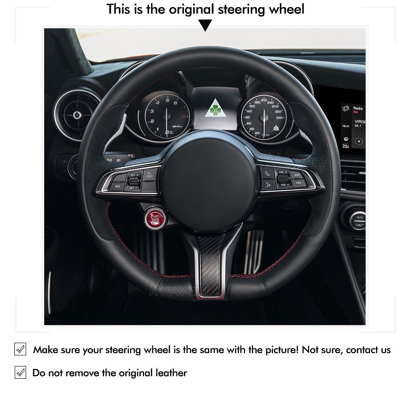 Car Steering Wheel Cover for Alfa Romeo Giulia Quadrifoglio Stelvio Quadrifoglio from Mewant