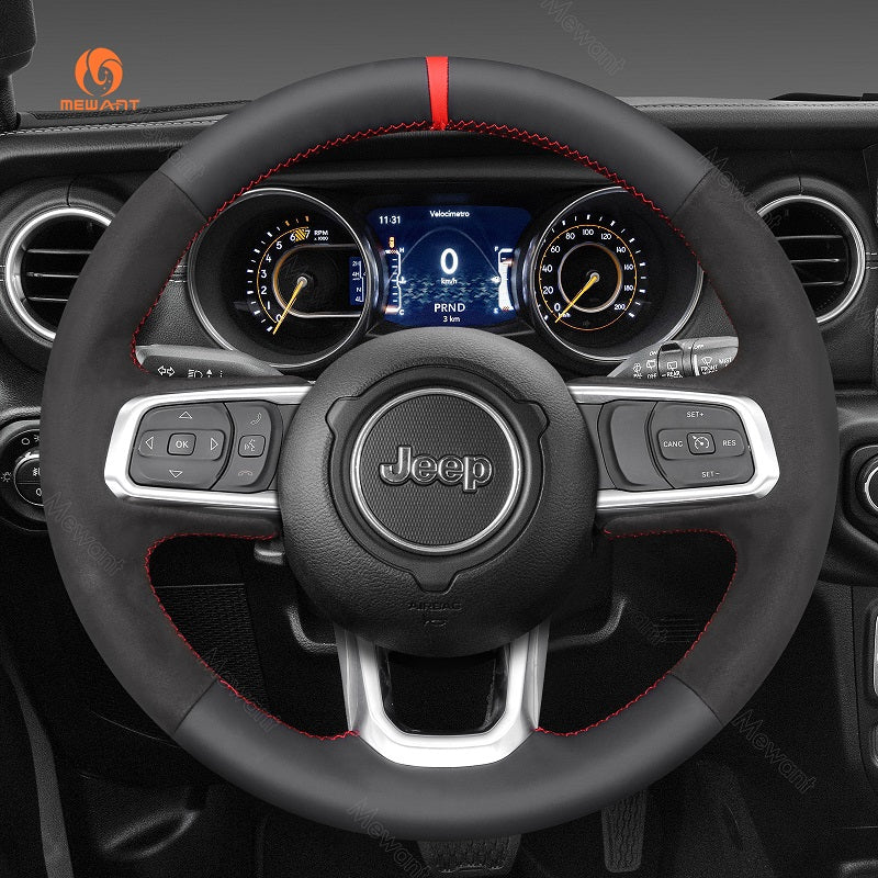 Hand Stitch Car Steering Wheel Cover for Jeep Gladiator (JT) Wrangler (JL) Unlimited from Mewant