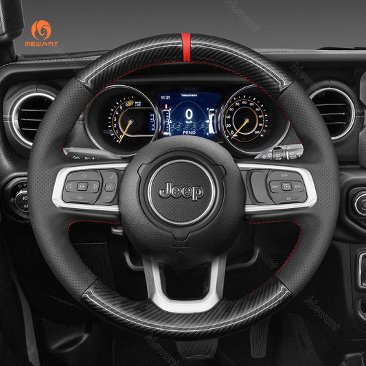 Hand Stitch Car Steering Wheel Cover for Jeep Gladiator (JT) Wrangler (JL) Unlimited from Mewant