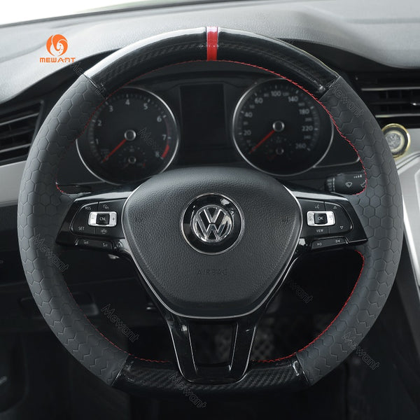Hand Stitch Car Steering Wheel Cover for Volkswagen VW Golf 7 Alltrack SportWagen Jetta Passat Tiguan e-Golf Arteon Atlas