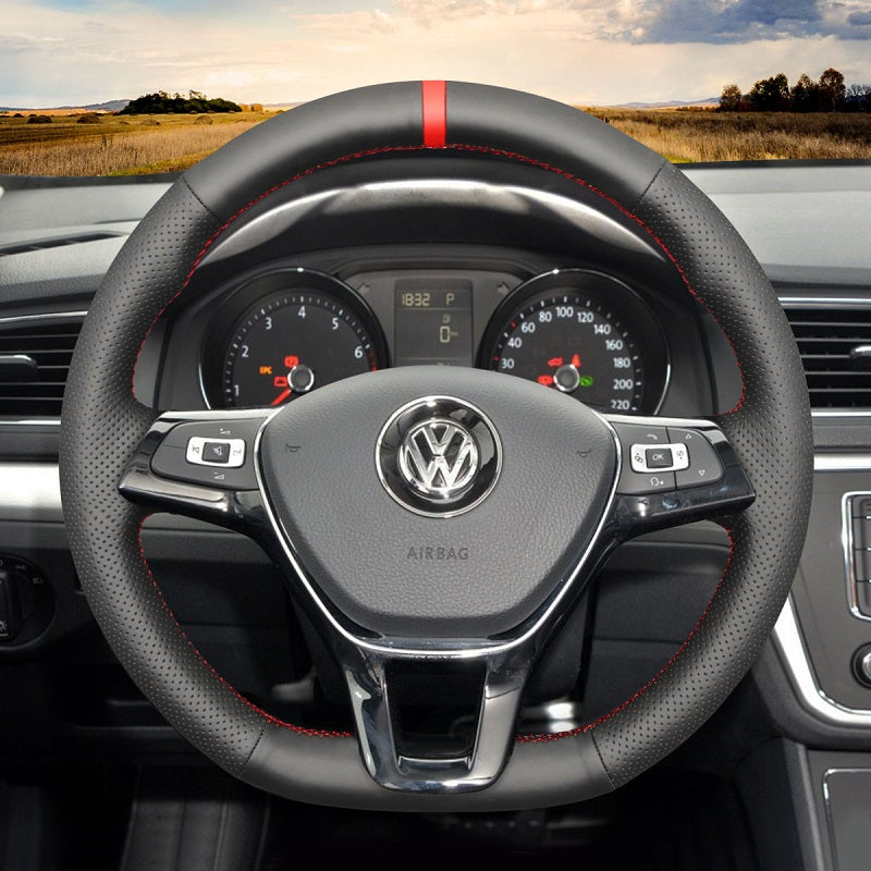 Hand Stitch Car Steering Wheel Cover for Volkswagen VW Golf 7 Alltrack SportWagen Jetta Passat Tiguan e-Golf Arteon Atlas