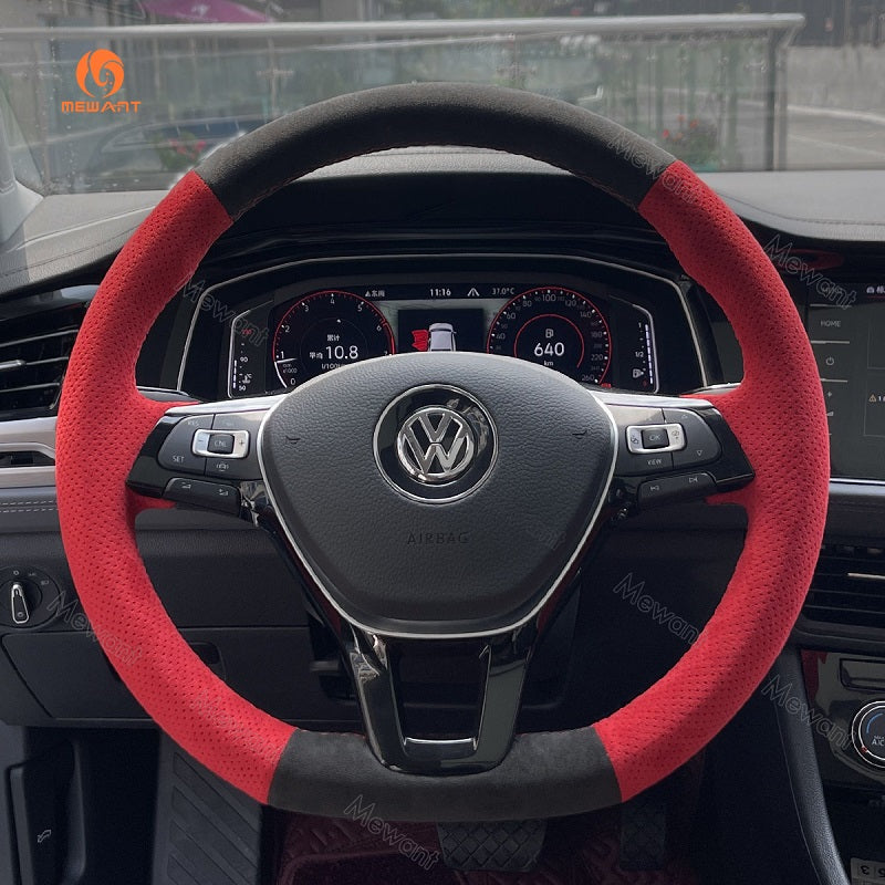 Hand Stitch Car Steering Wheel Cover for Volkswagen VW Golf 7 Alltrack SportWagen Jetta Passat Tiguan e-Golf Arteon Atlas