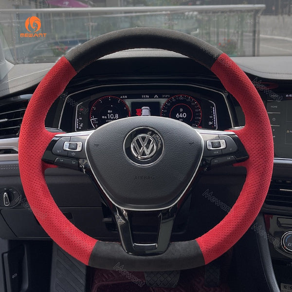 Hand Stitch Car Steering Wheel Cover for Volkswagen VW Golf 7 Alltrack SportWagen Jetta Passat Tiguan e-Golf Arteon Atlas