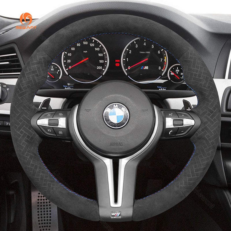 Mewant® Alcantara Car Steering Wheel Cover for BMW M2 F87 M3 F80 M4 F82 F83 M5 F10 M6 F06 F12 F13 X5 M X6 M
