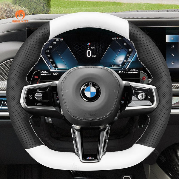 Mewant® Alcantara Car Steering Wheel Cover for BMW (M Sport) 5 Series G60 2024 7 Series G70 2023-2024 i5 G60 2024 i7 G70 2023-2024
