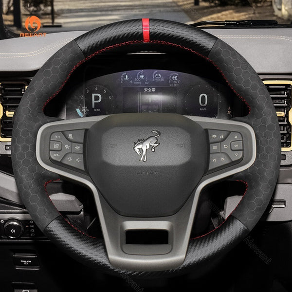 Mewant® Alcantara Car Steering Wheel Cover for Ford Bronco 2021-2024