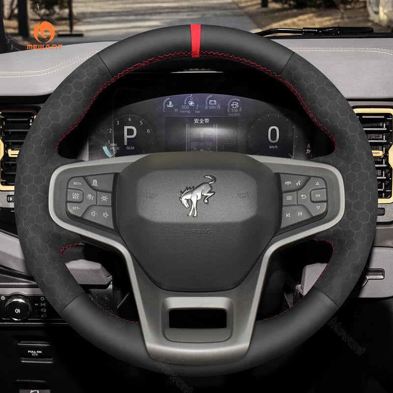 Mewant® Alcantara Car Steering Wheel Cover for Ford Bronco 2021-2024