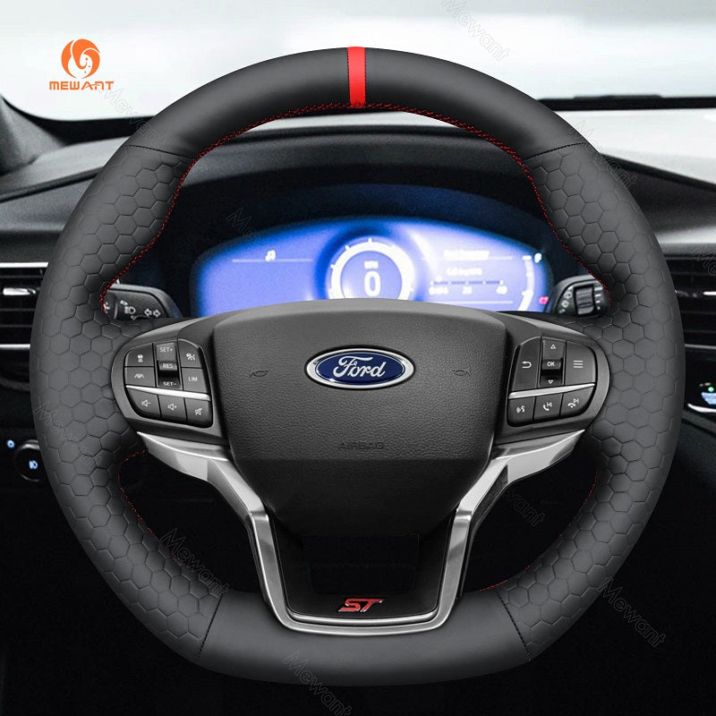 Mewant® Alcantara Car Steering Wheel Cover for Ford Explorer (ST/ST-Line/Timberline) 2020-2024