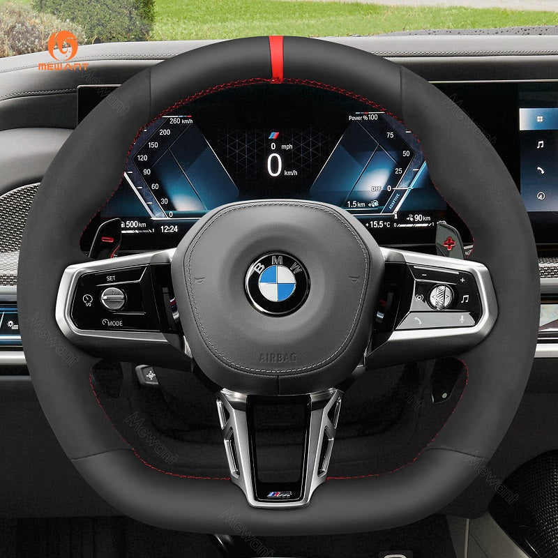 Mewant® Alcantara Car Steering Wheel Cover for BMW (M Sport) 5 Series G60 2024 7 Series G70 2023-2024 i5 G60 2024 i7 G70 2023-2024