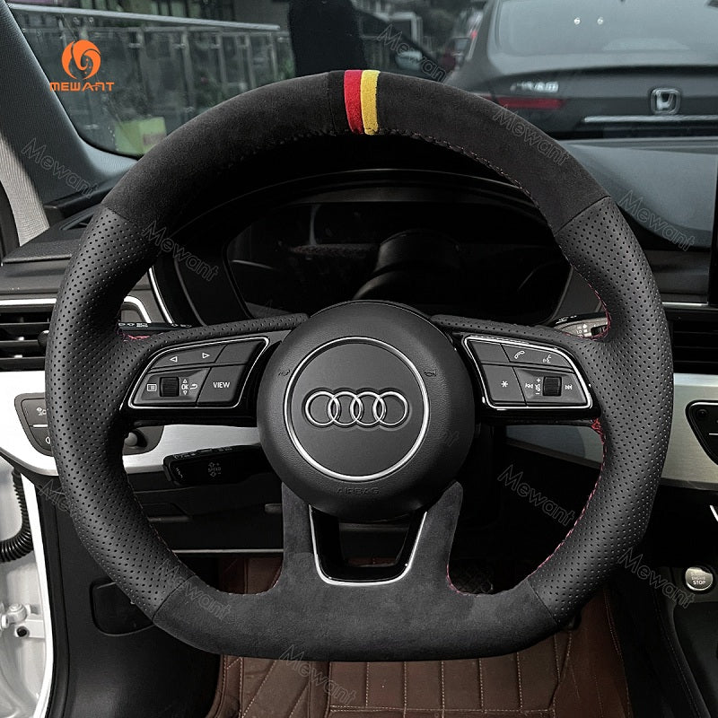 Mewant® Alcantara Car Steering Wheel Cover for Audi A1 A3 A4 A5 S3 S4 S5 Q2 RS3 RS4 RS5 Q2 SQ2