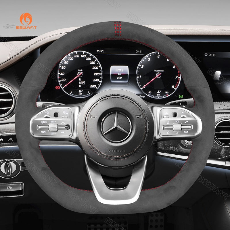 Mewant® Alcantara Auto-Lenkradbezug für Mercedes-Benz ABC CLA CLS GLA CLC Klasse AMG AMG-Line