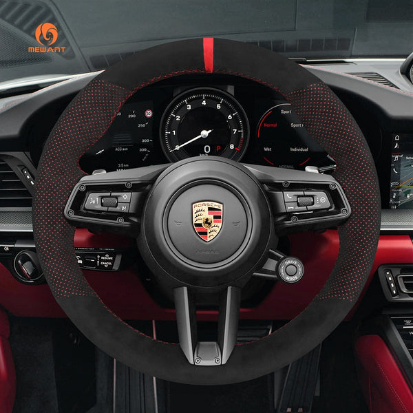 Mewant® Funda para volante de coche Alcantara para Porsche Macan 2021-2022 / Panamera 2020-2022 